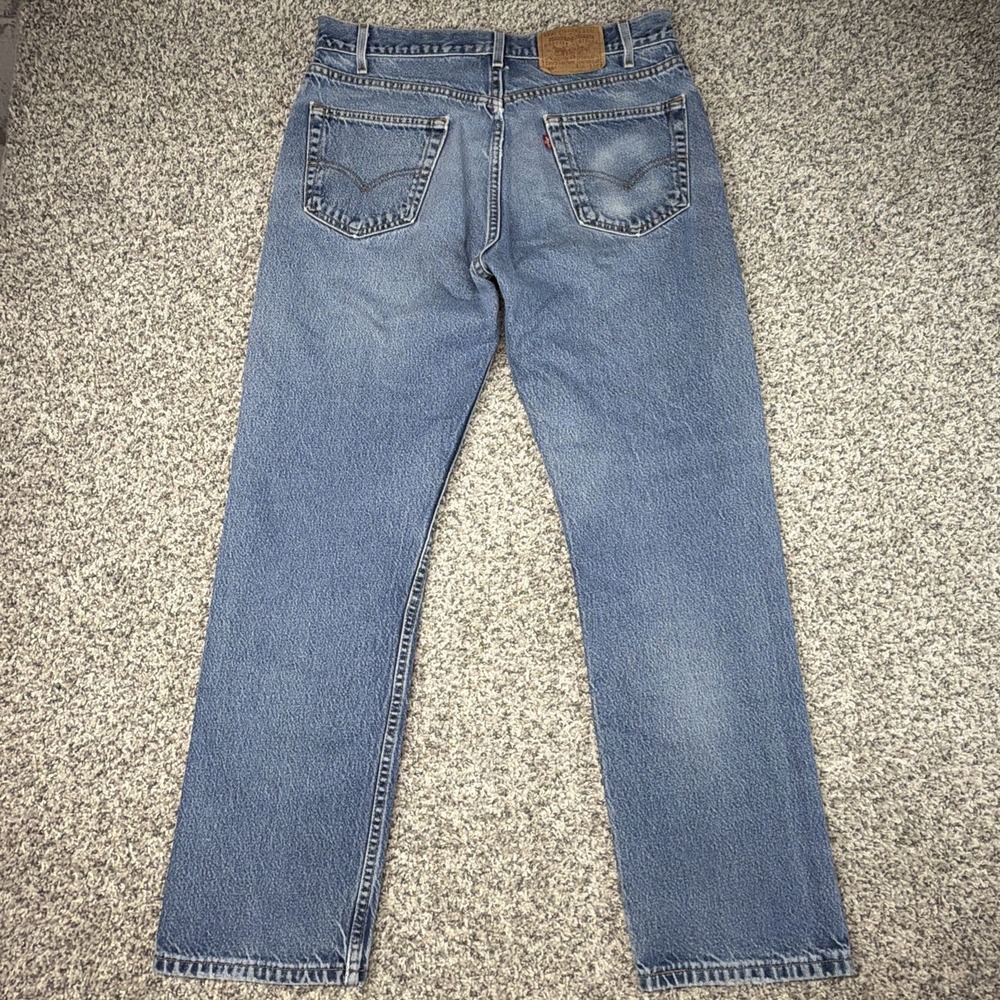 VTG Levi's 505 Jeans 36x32 (Fits 34x30) Blue Made in USA Perfect Fade Distressed - Picture 6 of 11